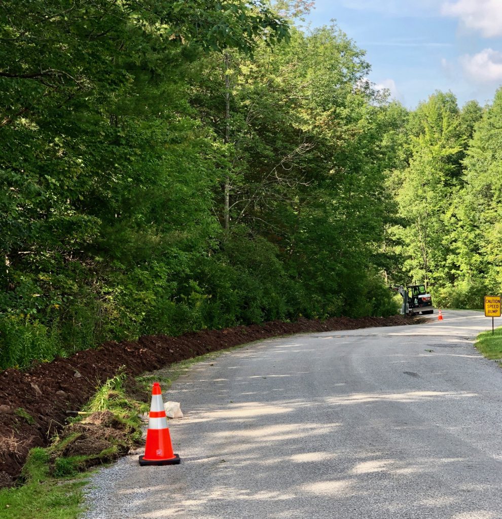 Trench along the side of Pines Dr.